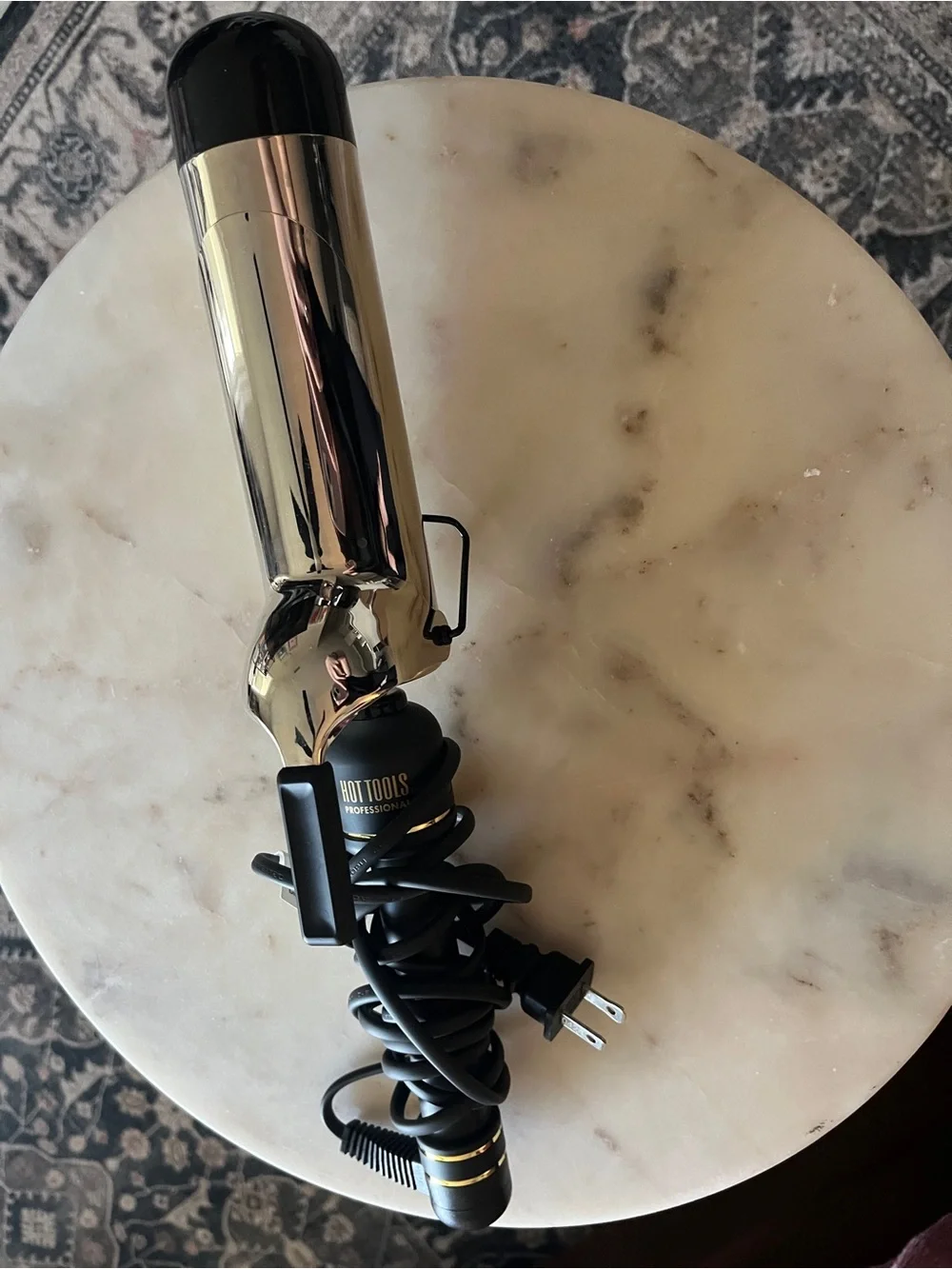 24K Gold Extended Barrel Curling Iron - Gold/Black 2”